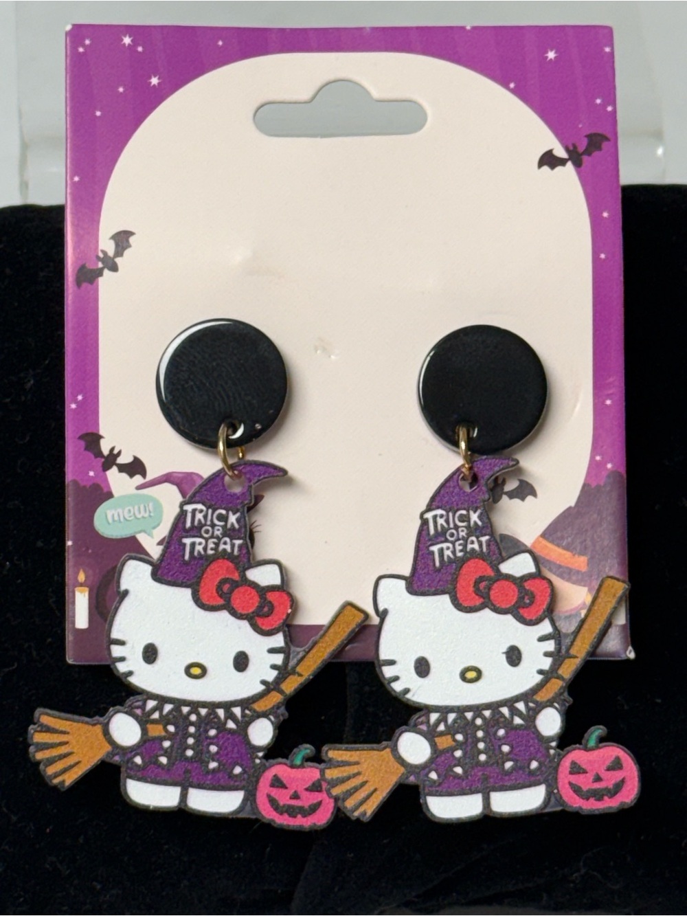 Hello Kitty Purple Halloween Drop Earrings for Kids